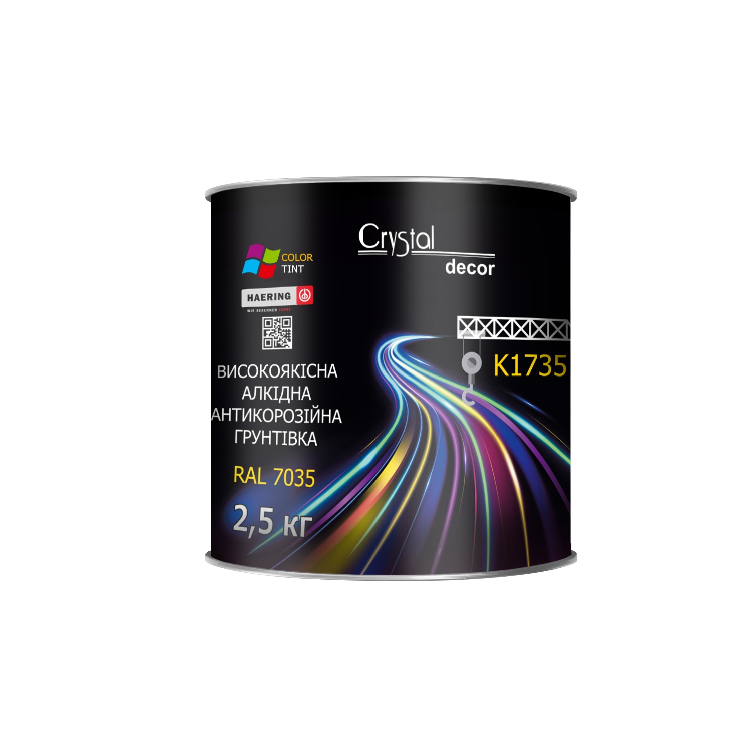 АЛКІДНА АНТИКОРОЗІЙНА ГРУНТІВКА CRYSTAL DECOR K1735 (RAL 7035) 1 кг