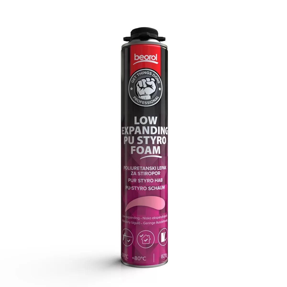 ПІНА-КЛЕЙ поліуретанова пістолетна LOW EXPANDING Beorol 750 мл