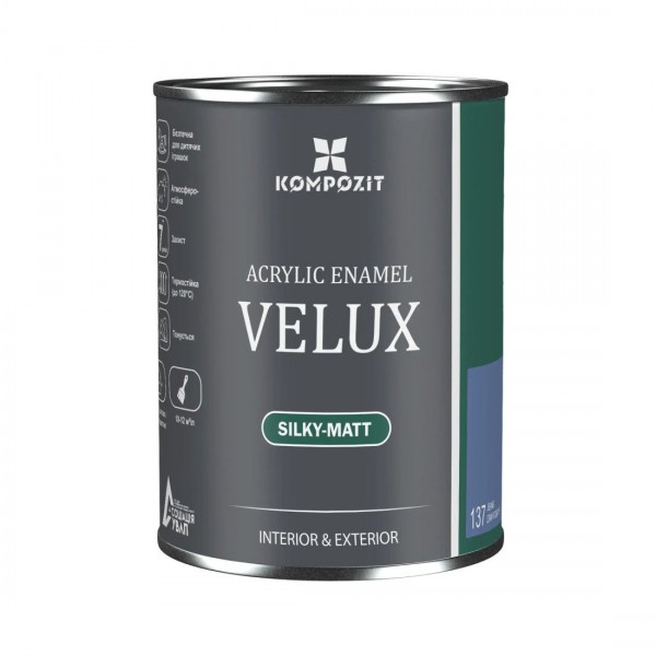 Емаль акрилова VELUX Kompozit (100 білий, шовковисто-матовий, 0,75 л)